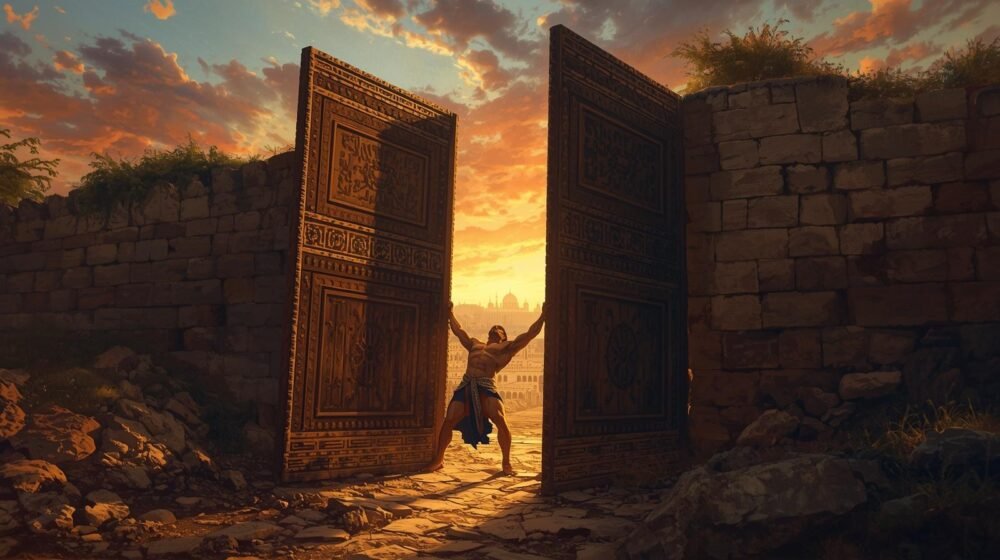 Samson performed a feat of immense strength by uprooting and carrying away the massive gates of the Philistine city of Gaza. 2 e1774019582694